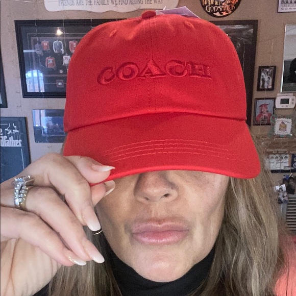 Coach Red Classic Hat with Logo - Picture 4 of 5
